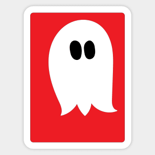 Cute ghost cartoon with BOO text in a red frame Sticker